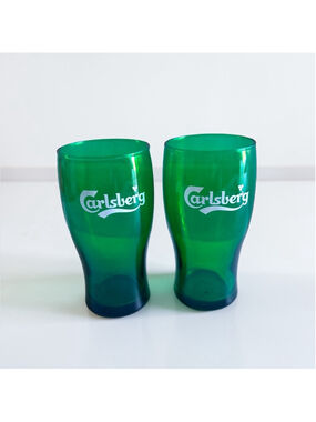 Carlsberg Green Beer Pint Glasses Set of 2 Barware